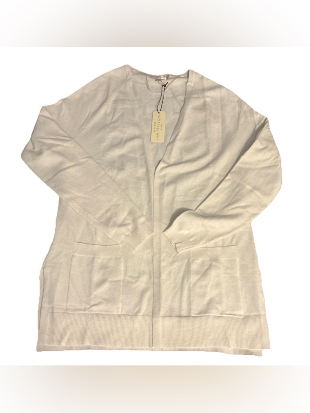 Love Tree Cream Open-Front Lightweight Cardigan